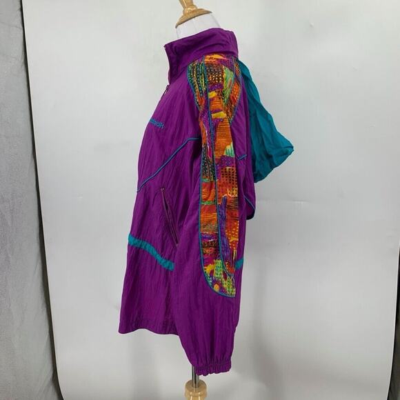 Vintage Reebok Jacket Womens M Medium Multi Retro Full Zip Hoodie Oversized - Picture 5 of 11